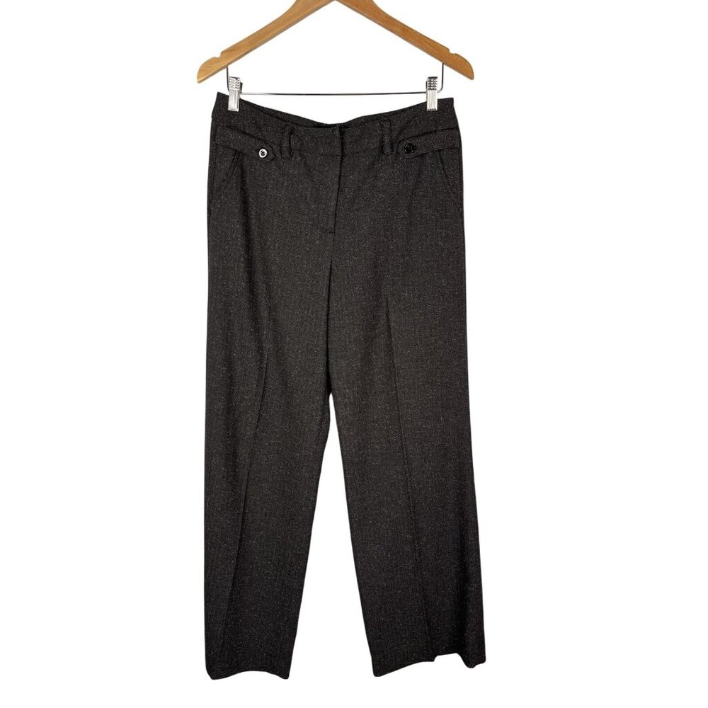SANDRO Sportswear Women's Gray Herringbone Textured Straight Leg Career Pants 8
